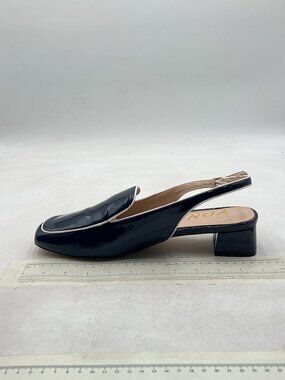 YDN Navy Square Toe Block Low Heels Slingback Formal Loafer Dressy Pump